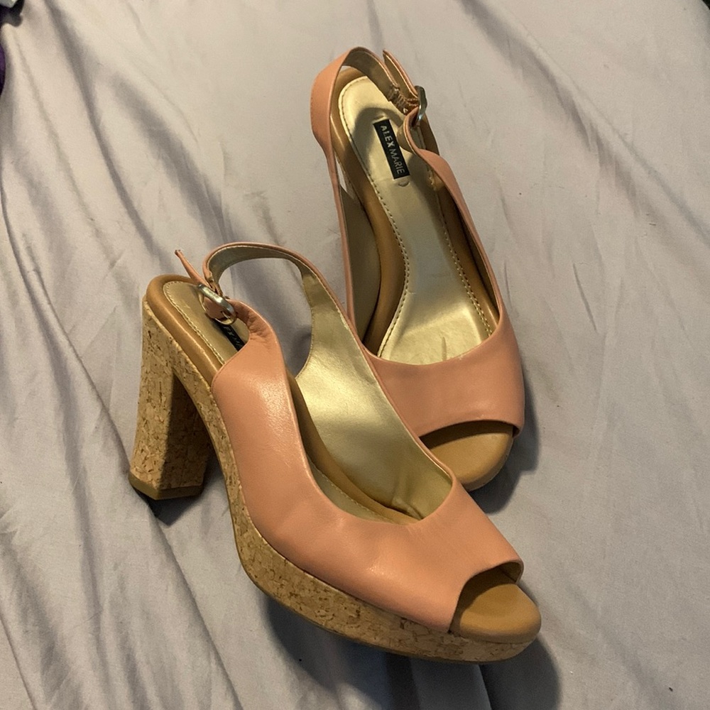 Alex Marie peep toe open heel block heel sling back